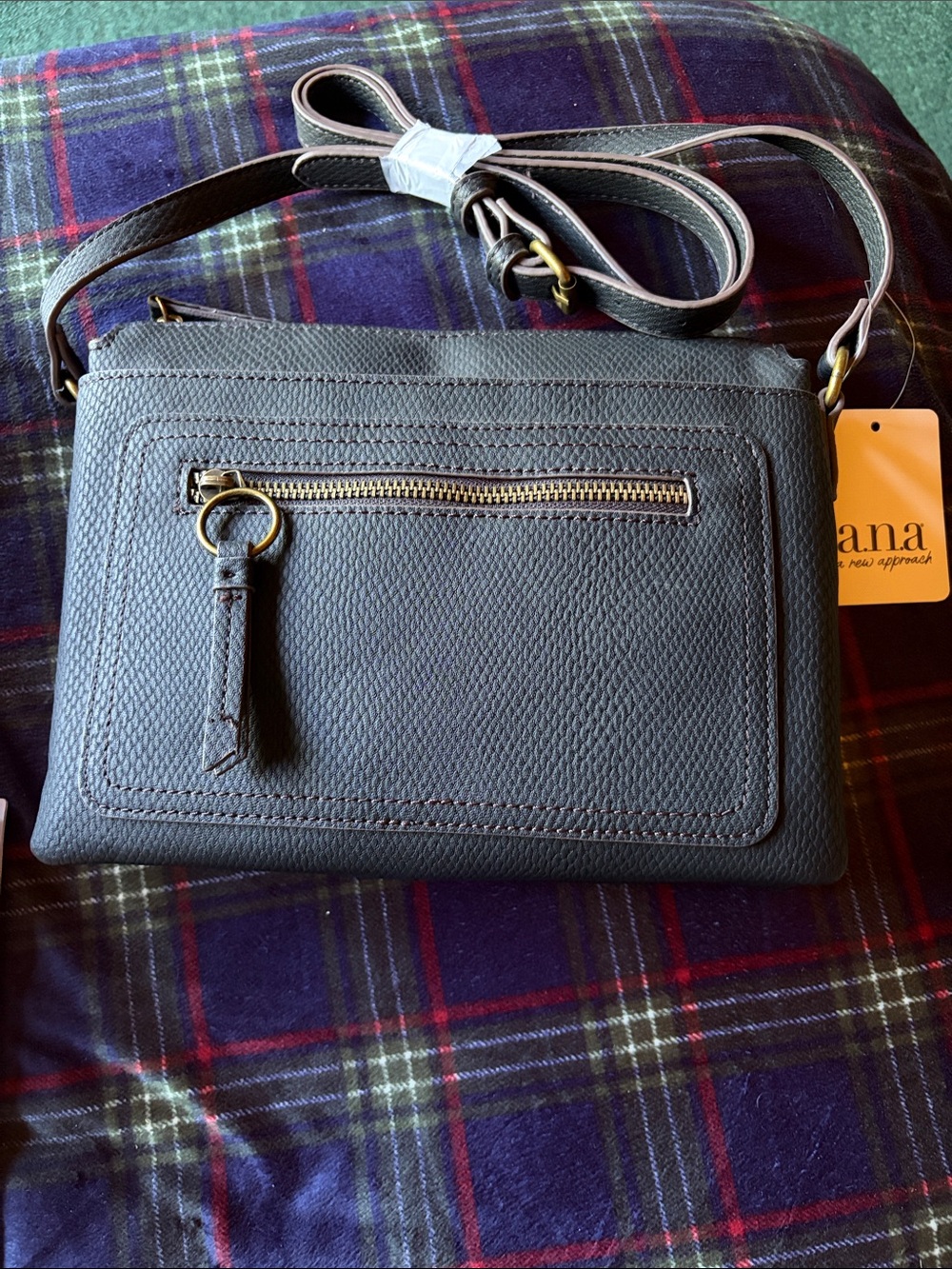 a.n.a Pebbled Crossbody Bag in Black with Gold Hardware